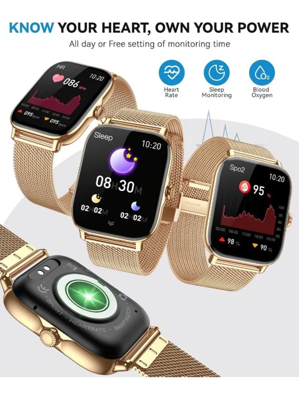 Stylish Waterproof Smart Watch for Fitness, Calls, Sleep & Activity Tracker